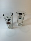 New York Jets Miller Lite 16oz Beer Glass Rare  using 2 Glasses To Show Design 
