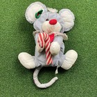 Vintage 1987 Fisher Price Puffalump Christmas Mouse Plush Holding Candy Cane