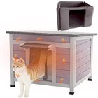 Outdoor Waterproof Cat House Cats Insulated Feral Kitty Shelter With Warm Liner