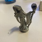 Pewter Wizard Staff Crystal Ball Owl 3  Gallo 1980s