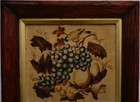 Mid 19th Century Theorem Painting Of Fruits   A Finch Eating Grapes  - C 1840
