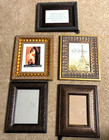 5 Vtg Brown   Gold Wood Picture Frames Tabletop Wall Fits 4 x6    5 x7  Photos