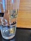 Vtg Gestetner Cocktail Pitcher Glass Pourer Mcm Black Gold Uk Usa Map 9 
