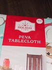 New Holiday Time Christmas Santa Peva 70  Round Vinyl Tablecloth New Nwt