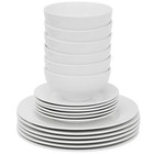 18-piece Kitchen Dinnerware Set Include 6pcs Bowls 12pcs Dishes White 