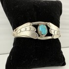 Sterling Silver Turquoise Cuff Bracelet Southwestern Navajo Style 17 6g
