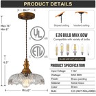 Vintage antique Brass Glass Pendant Light Fixture Over Sink table For Kitchen   
