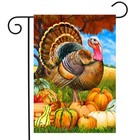 Briarwood Lane Fall Thanksgiving Turkey   Pumpkins Garden Flag 12x18