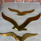 Vintage Set Of 3 Brass Seagulls In Flight Birds Wall Hanging Mcm 