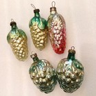 5 Vintage Antique Glass Ussr Christmas Xmas Ornament Tree Decoration Pinecones