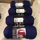 Red Heart Super Saver 100  Acrylic Yarn   Soft Navy Worsted Weight 4 Lot Of 4