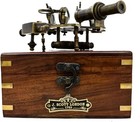Antique Brass Nautical Sextant With Wooden Box   Marine Navigation Instrument Gi