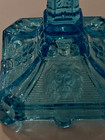 Pair Of Vintage Pressed Glass Floral   Lion Decorated Glass 8  Candlesticks