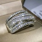 Real Moissanite 4ct Round Cluster Multi Row Wedding Ring 14k White Gold Plated