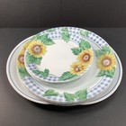 9 Corelle Sunsations Dinner And Bread Plates  Oval Platter Blue Gingham On White