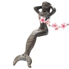 Sungmor Mermaid Statue Cast Iron Garden Decor Sitting Figurine Ornament For Pond