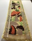 Vintage 70s Mushroom Garden Boho Hang Up Latch Hook Rug Wall Hanging 12x45 Mcm