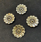 4 Antique Victorian Cut Steel Buttons Matching Set Floral Faceted Openwork