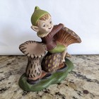 Vintage Mcnees Pixie Elf And Mushroom Figurine  295  Hand Painted  Ceramic