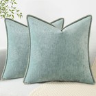  Chenille Soft Throw Pillow Covers 20x20 Set Of 20  X 20   pack Of 2  Aqua Haze