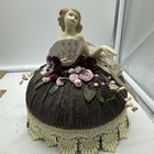 Half Pin Cushion Doll  Porcelain Detailed Ornate Flowers Fan Beautiful