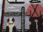 Handmade Vintage Cheticamp Men boys   Dog On Dock Hooked Rug - 12  X 8 