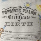 Birth Certificate Nursery Baby Pillow Pastels Keepsake Gift Teddy Bear Vintage