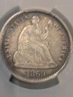 1869-s Cac Xf45  Seated Half Dime Witterbrick