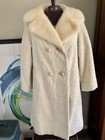 Russell Taylor La France White Faux Persian Lamb Cream Mink Collar 60   s Coat M