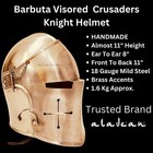 Aladean Barbuta Crusader Templar Helmet     18 Gauge Polished Steel   Templar Cros