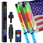 2pcs Of 3ft Rgb Spiral Led Whip Lights W  App   Chasing Effects For Utv Atv