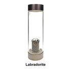 04 - Crystal Infused Healing Glass Water Bottle With Gemstone Chips 9  Tall