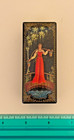 Hinged  Vintage Palekh Black Lacquer Box Featuring  the Russian Fine Lady 