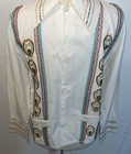 Vtg Floral Mexican Guayabera Shirt Medium Embroidered Long Sleeve Handmade