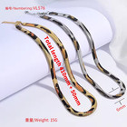 Gold Black Leopard Snake Chain Necklace Flat Herringbone Link Jewelry Men Women