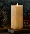 Luminara   Moving Flame 6 5in Rich Gold Ribbed Real Flame Effect Pillar Candle