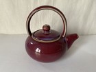 Vtg Handmade Stoneware Glazed Pottery Teapot Red High Quality Collectible