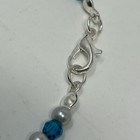 Handmade Anklet Silver Tone Gray Glass Pearls And Teal Faceted Glass Beads 9 