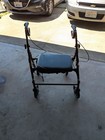 4-wheel Rollator Walker With Seat   Handbrakes  Black  Indoor outdoor
