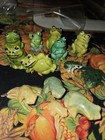 Vtg Lot 15 Mini Frogs Figurines Lot 1980s-90s Assorted Stone  Ceramic   Plastic 