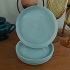 6 Vintage Fire King Delphite Turquoise Blue 9  Dinner Plates Ovenware Usa Minty