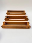 Trio Of Vintage Wood Weaving Loom Boat  Shuttles Metal Spindles Side Feed 9 25 
