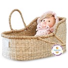 Premium Baby Doll Bassinet - Handcrafted Seagrass Moses Basket With Luxe Mattres