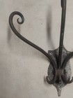 Vintage Cast Iron Wall Mount Hat Coat Hook 3 Prong Antique Rustic Hardware Towel