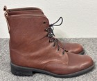 Vintage Eddie Bauer Leather Combat Boots Women   s Size 12 Lace Up Brown Moto Usa