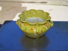 Vintage 80s Glazed Ceramic 2 Piece Self Watering African Violet Pot Planter