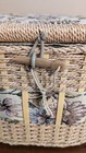Large Oval Floral Tapestry   Sisal Wicker Sewing Box basket W Dual Handles Azar 