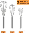 3 Pcs Stainless Steel Whisk Kitchen Utensil Wisk For Blending And Stirring New 