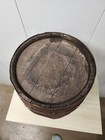 Vintage French Wooden Barrel Keg Rundlet Forged Iron Bands 17 h  10  Diameter