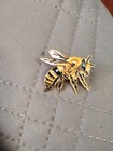Vintage Style Metal Yellow Bee Wasp Insect Bug Pinback New  Free Shipping